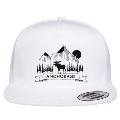 Anchorage Alaska Mountain Moose Gift Cool Anchorage Flatbill Hat