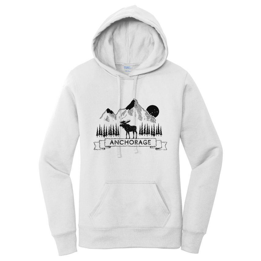 Anchorage Alaska Mountain Moose Gift Cool Anchorage Women's Pullover Hoodie