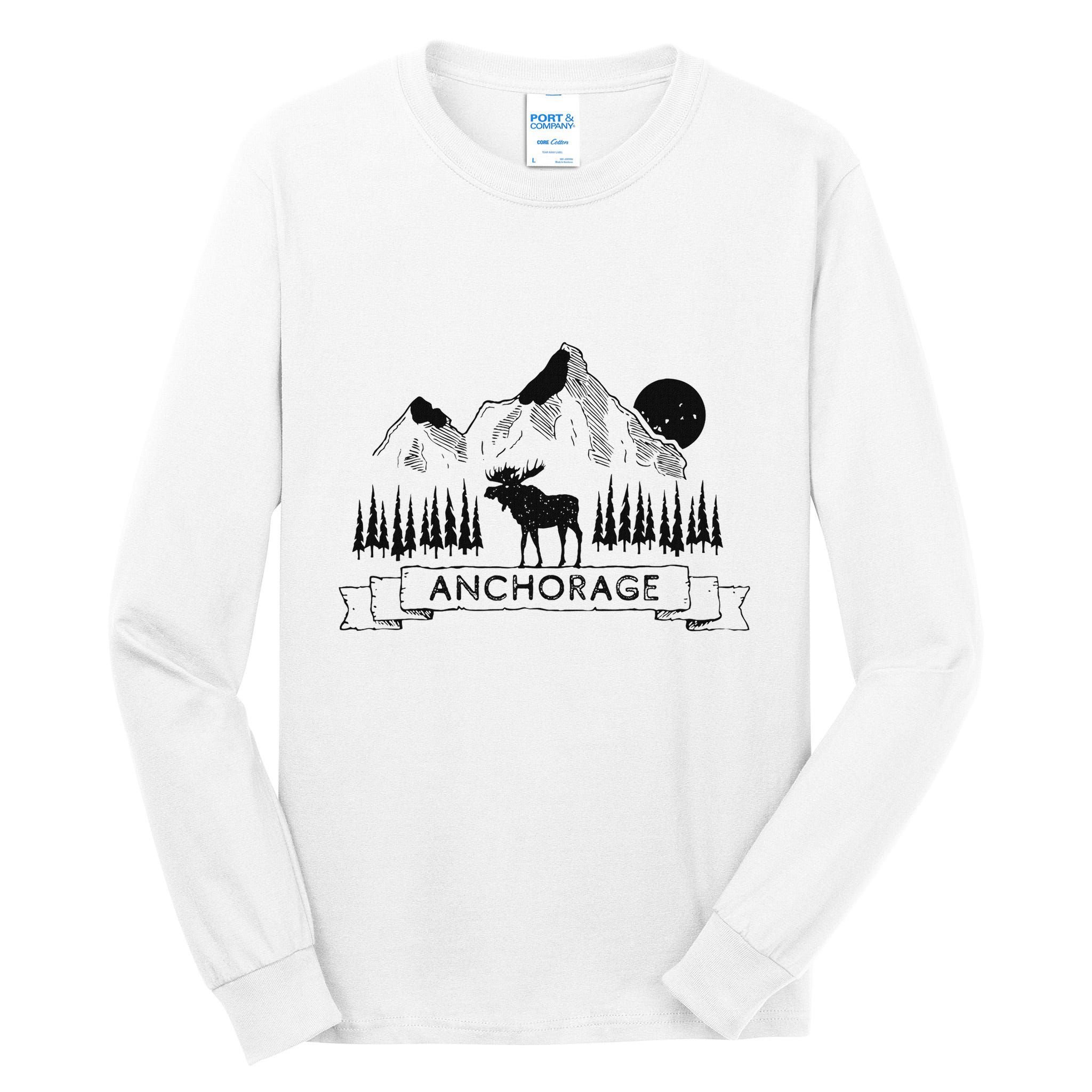 Anchorage Alaska Mountain Moose Gift Cool Anchorage Tall Long Sleeve T-Shirt