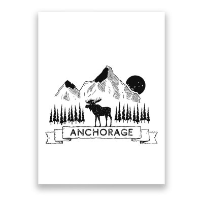 Anchorage Alaska Mountain Moose Gift Cool Anchorage Poster
