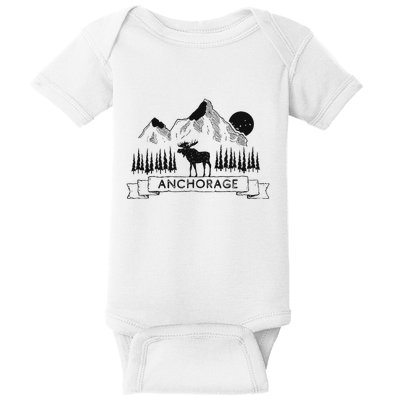 Anchorage Alaska Mountain Moose Gift Cool Anchorage Baby Bodysuit