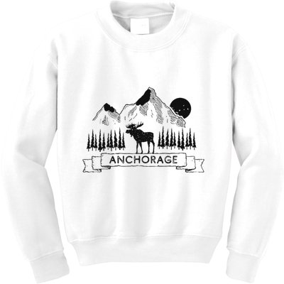 Anchorage Alaska Mountain Moose Gift Cool Anchorage Kids Sweatshirt