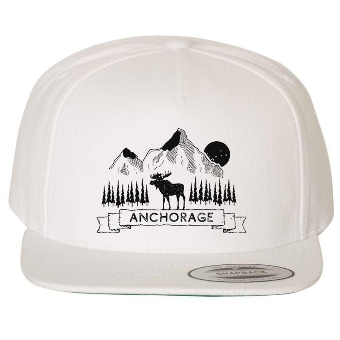 Anchorage Alaska Mountain Moose Gift Cool Anchorage Wool Snapback Cap