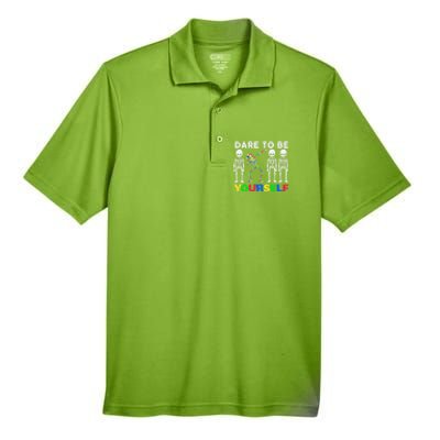 Autism Awareness Month Live Love Accept Heartbeat Funny Gift Men's Origin Performance Pique Polo