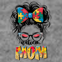 Autism Awareness Messy Bun Autism Mom Coquette Bow Puzzle Tall Sweatshirt