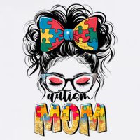 Autism Awareness Messy Bun Autism Mom Coquette Bow Puzzle 11oz C Handle Ceramic Mug