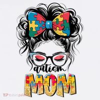 Autism Awareness Messy Bun Autism Mom Coquette Bow Puzzle Baby Bodysuit
