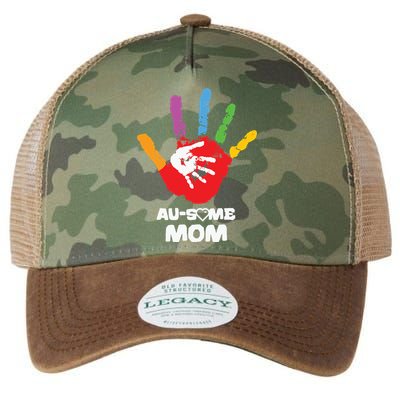 Awesome Autism Mom Ausome Hand Legacy Tie Dye Trucker Hat