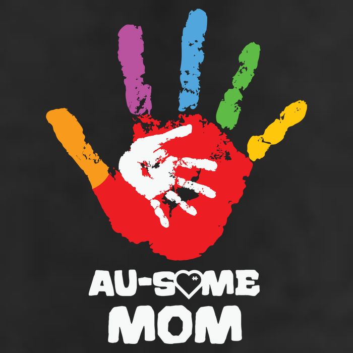 Awesome Autism Mom Ausome Hand 7 Panel Mesh Trucker Snapback Hat