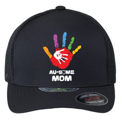 Awesome Autism Mom Ausome Hand Flexfit Unipanel Trucker Cap