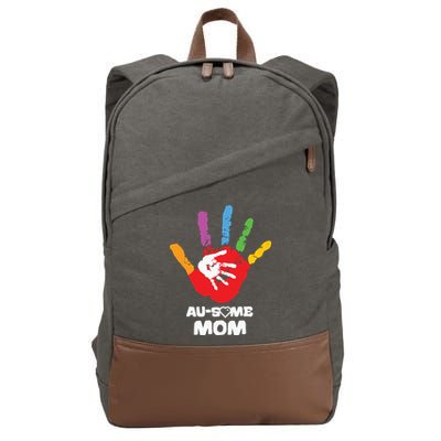 Awesome Autism Mom Ausome Hand Cotton Canvas Backpack