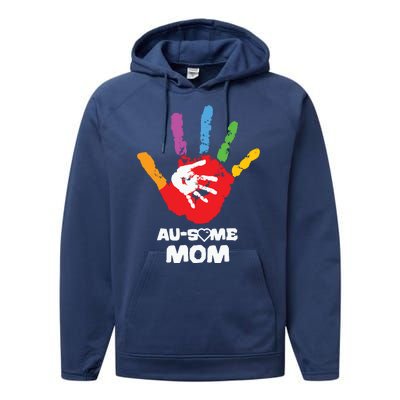 Awesome Autism Mom Ausome Hand Performance Fleece Hoodie