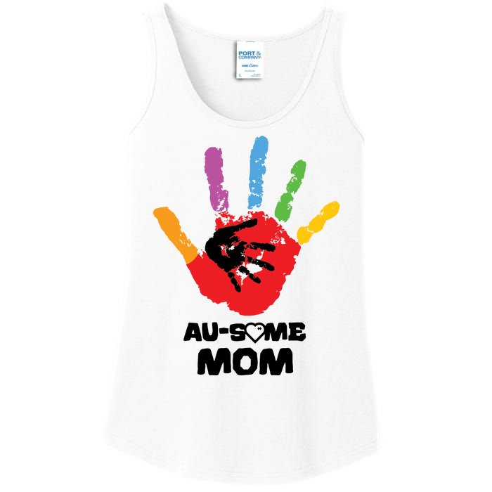 Awesome Autism Mom Ausome Hand Ladies Essential Tank