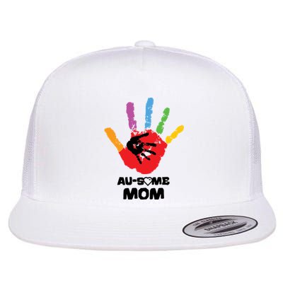 Awesome Autism Mom Ausome Hand Flat Bill Trucker Hat