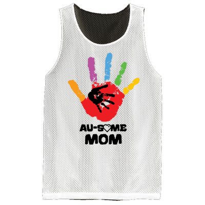 Awesome Autism Mom Ausome Hand Mesh Reversible Basketball Jersey Tank