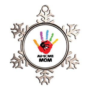 Awesome Autism Mom Ausome Hand Metallic Star Ornament