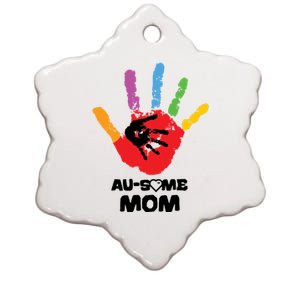 Awesome Autism Mom Ausome Hand Ceramic Star Ornament