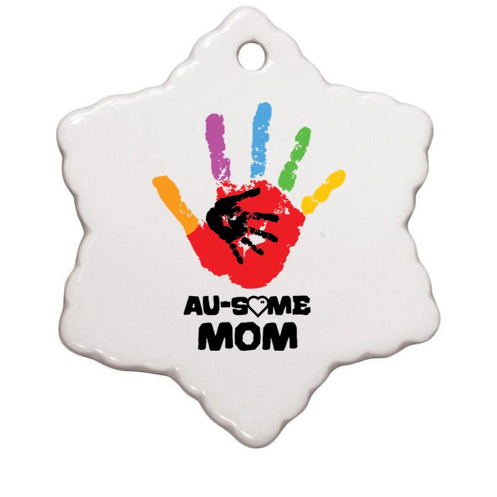 Awesome Autism Mom Ausome Hand Ceramic Star Ornament