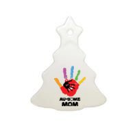 Awesome Autism Mom Ausome Hand Ceramic Tree Ornament