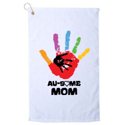 Awesome Autism Mom Ausome Hand Platinum Collection Golf Towel