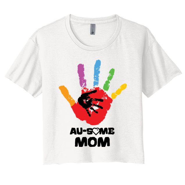 Awesome Autism Mom Ausome Hand Crop Top