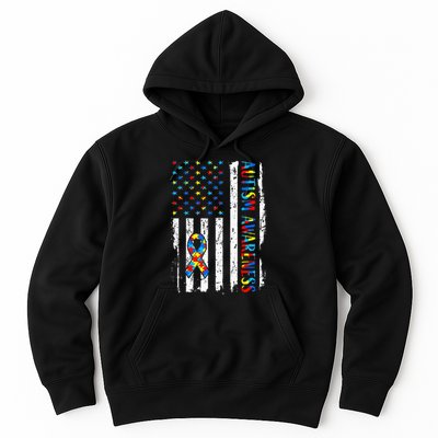 Autism Awareness Mom Dad Usa Flag Autistic Awareness Autism Hoodie