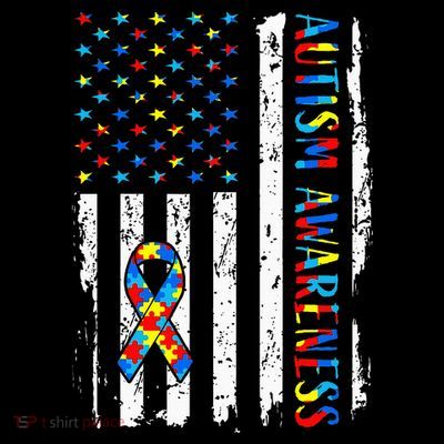 Autism Awareness Mom Dad Usa Flag Autistic Awareness Autism T-Shirt