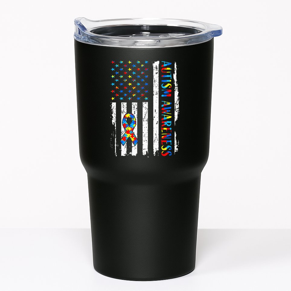 Autism Awareness Mom Dad Usa Flag Autistic Awareness Autism Tumbler