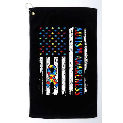 Autism Awareness Mom Dad Usa Flag Autistic Awareness Autism Golf Towel
