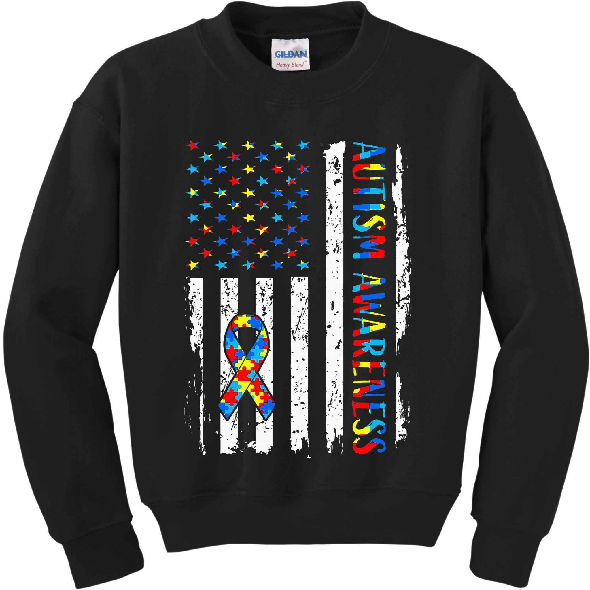 Autism Awareness Mom Dad Usa Flag Autistic Awareness Autism Kids Sweatshirt