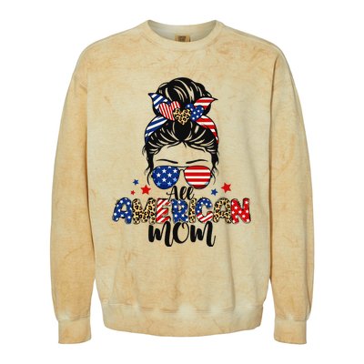 All American Mom USA Flag 4th Of July Family Colorblast Crewneck Sweatshirt