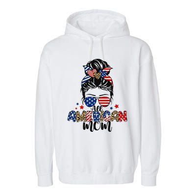 All American Mom USA Flag 4th Of July Family Garment-Dyed Fleece Hoodie