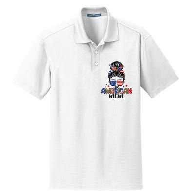 All American Mom USA Flag 4th Of July Family Dry Zone Grid Polo