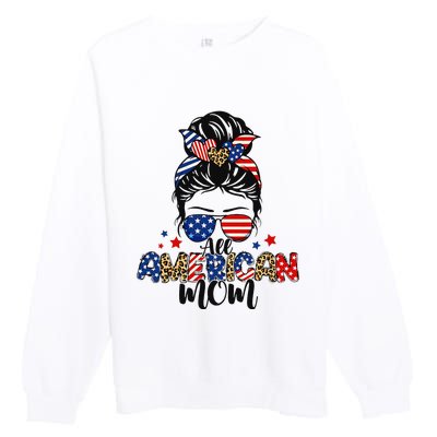 All American Mom USA Flag 4th Of July Family Premium Crewneck Sweatshirt