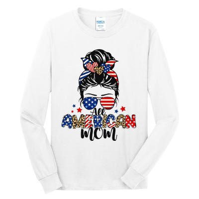 All American Mom USA Flag 4th Of July Family Tall Long Sleeve T-Shirt