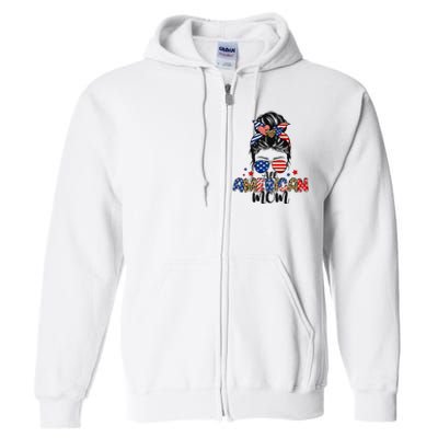 All American Mom USA Flag 4th Of July Family Full Zip Hoodie