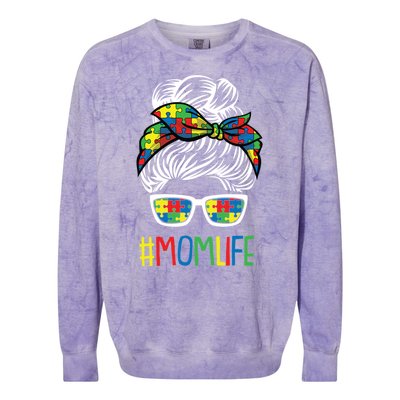 Autism Awareness Momlife Gift For Mothersday Colorblast Crewneck Sweatshirt