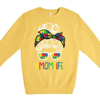 Autism Awareness Momlife Gift For Mothersday Premium Crewneck Sweatshirt