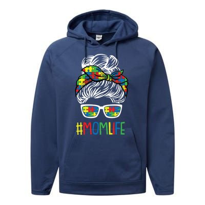 Autism Awareness Momlife Gift For Mothersday Performance Fleece Hoodie