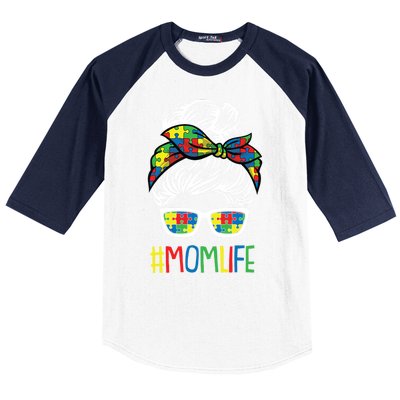 Autism Awareness Momlife Gift For Mothersday Baseball Sleeve Shirt