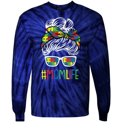 Autism Awareness Momlife Gift For Mothersday Tie-Dye Long Sleeve Shirt