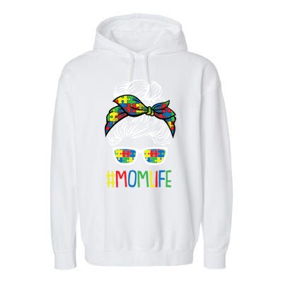 Autism Awareness Momlife Gift For Mothersday Garment-Dyed Fleece Hoodie