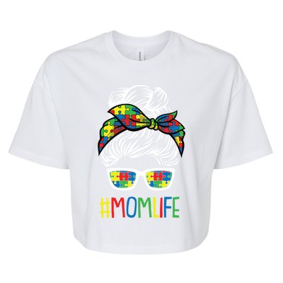 Autism Awareness Momlife Gift For Mothersday Bella+Canvas Jersey Crop Tee