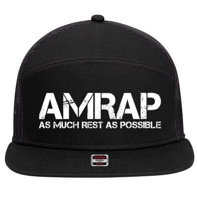 AMRAP As Much Rest As Possible Funny Motivation 7 Panel Mesh Trucker Snapback Hat
