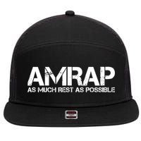 AMRAP As Much Rest As Possible Funny Motivation 7 Panel Mesh Trucker Snapback Hat
