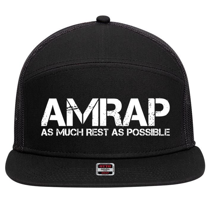 AMRAP As Much Rest As Possible Funny Motivation 7 Panel Mesh Trucker Snapback Hat