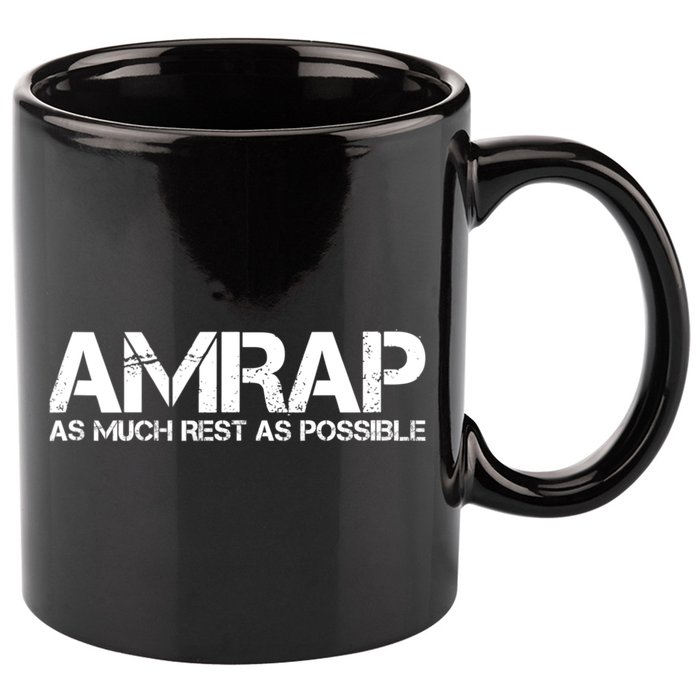 AMRAP As Much Rest As Possible Funny Motivation 11oz C Handle Ceramic Mug
