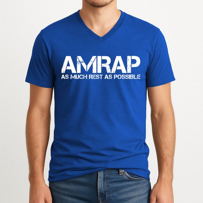 AMRAP As Much Rest As Possible Funny Motivation V-Neck T-Shirt