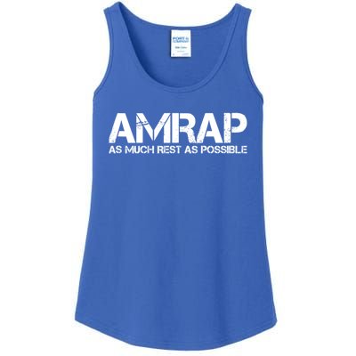 AMRAP As Much Rest As Possible Funny Motivation Ladies Essential Tank