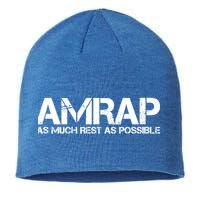 AMRAP As Much Rest As Possible Funny Motivation Sustainable Beanie